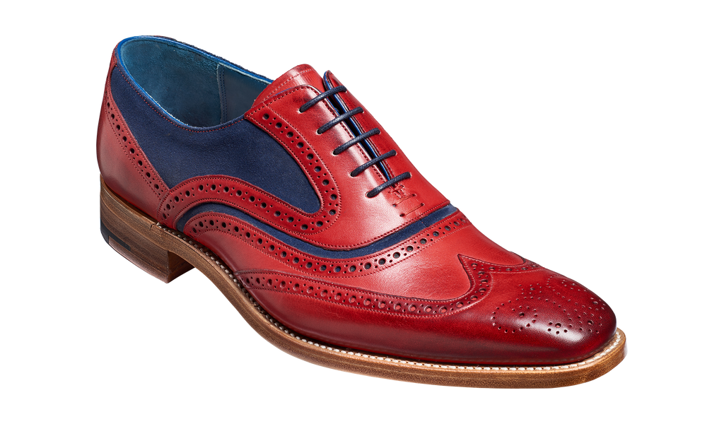 Mcclean Red Hand Painted Navy Suede