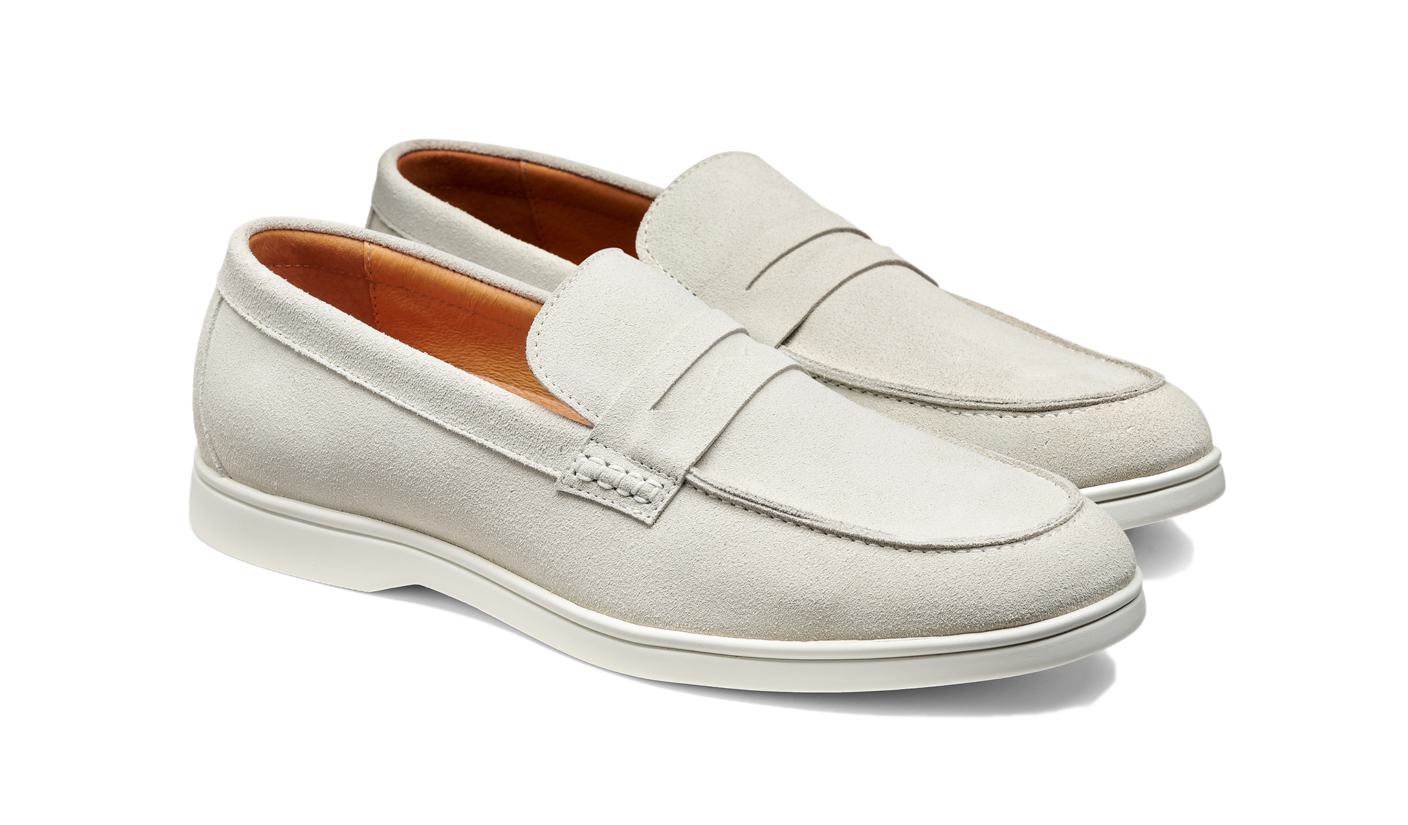 Santiago - White Suede White Sole