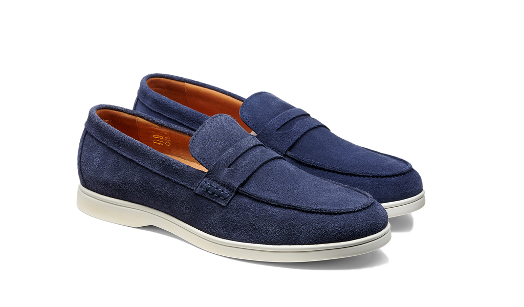 Santiago - Navy Suede White Sole