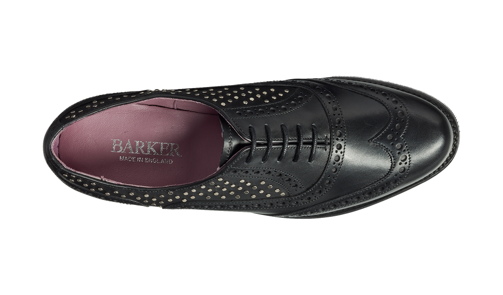 Freya - Black Calf / Studs - Barker Shoes Rest of World