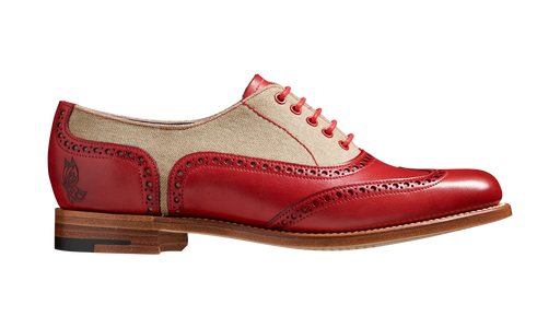 Ali - Red Hand Painted / Grey Canvas - Barker Shoes Rest of World