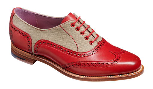 Ali - Red Hand Painted / Grey Canvas - Barker Shoes Rest of World
