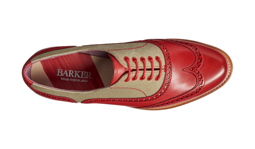 Ali - Red Hand Painted / Grey Canvas - Barker Shoes Rest of World