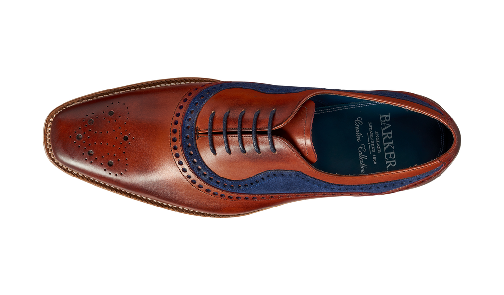 Brandon - Rosewood Calf / Navy Suede - Barker Shoes Rest of World